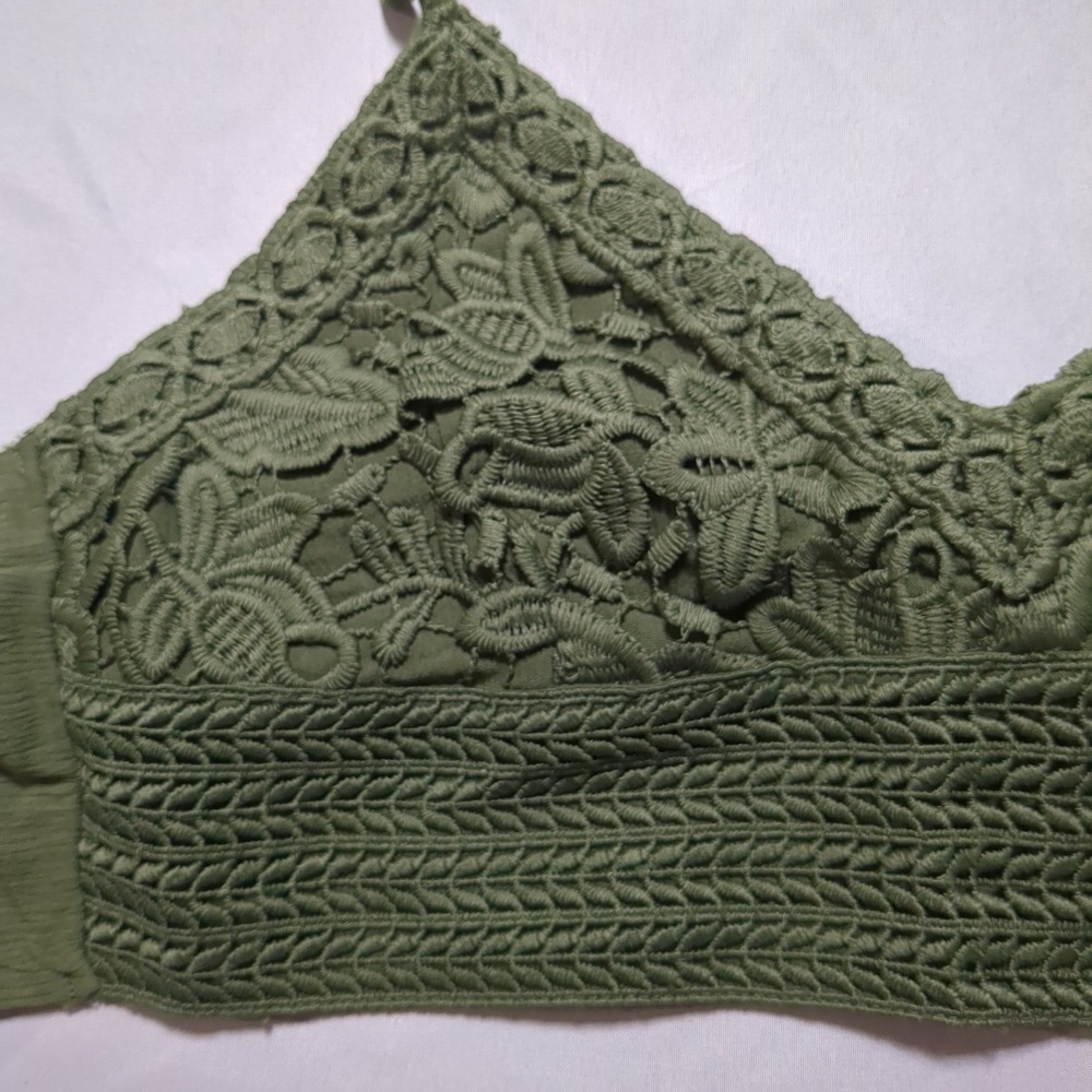 Aeropostale Womens Olive Green Lace‎ Wrap Bralette Top Size Medium New - Picture 8 of 9